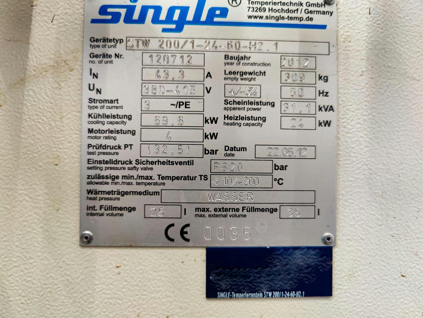 Single Temperiertechnik STW 200/1-24.60-H2.1 - Unidade de fluido térmico - image 7
