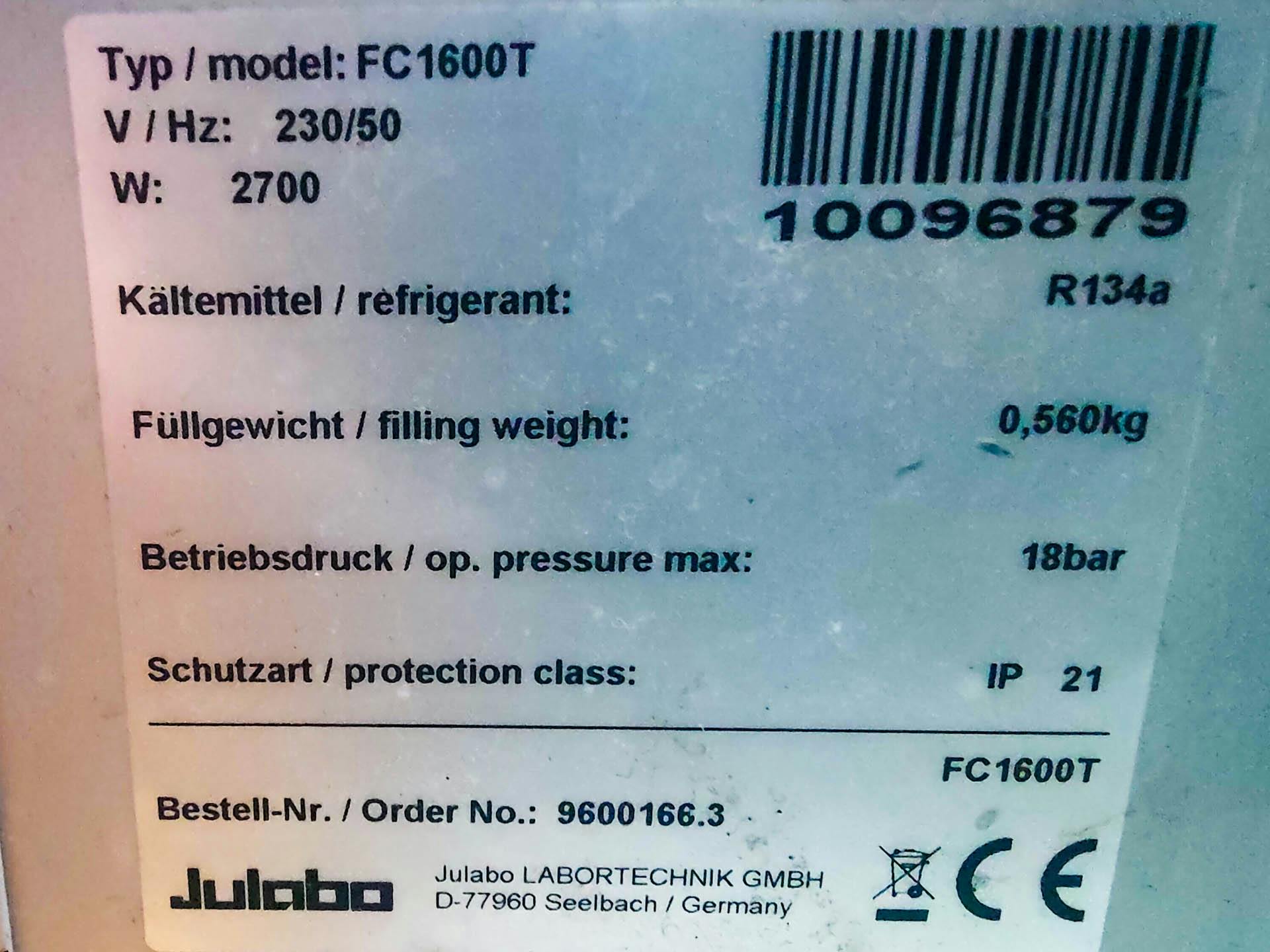 Julabo FC-1600T Chiller - Thermorégulateur - image 9