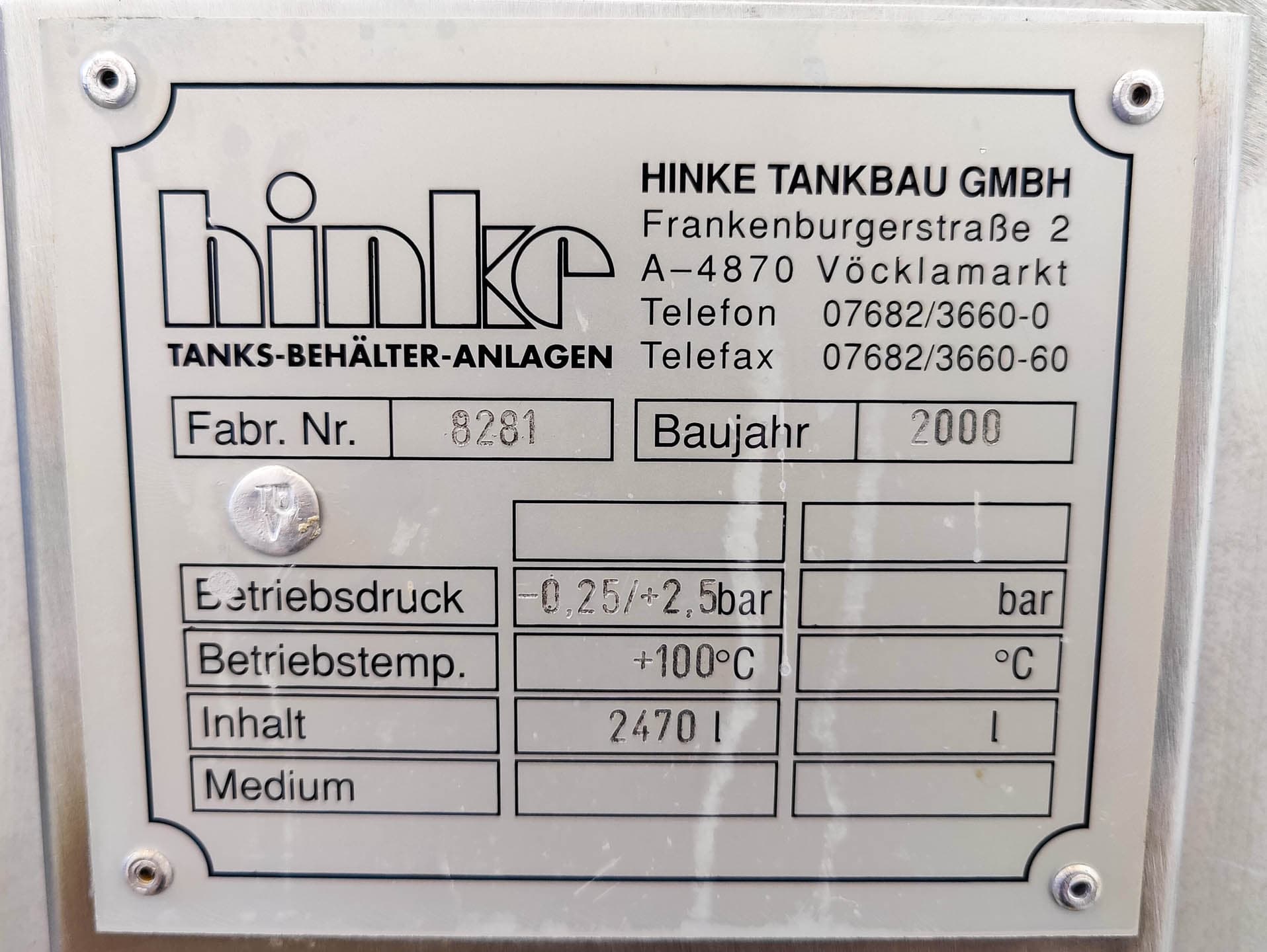 Hinke 5590 Ltr. - Tlaková nádoba - image 10