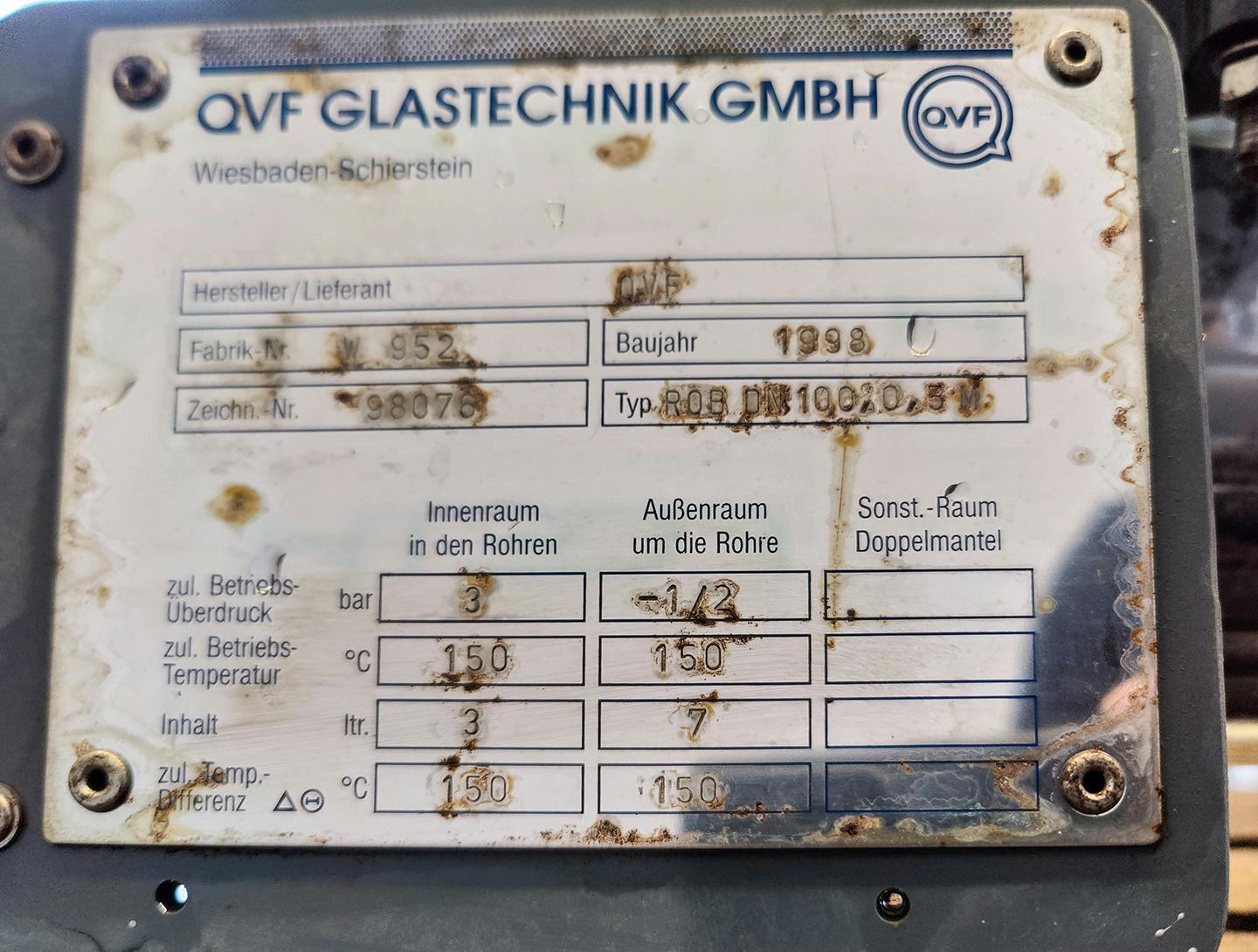 QVF Glasstechnik ROB DN 100,  0,5 m2/SIC - Płaszczowo-rurowe wymienniki ciepła - image 10