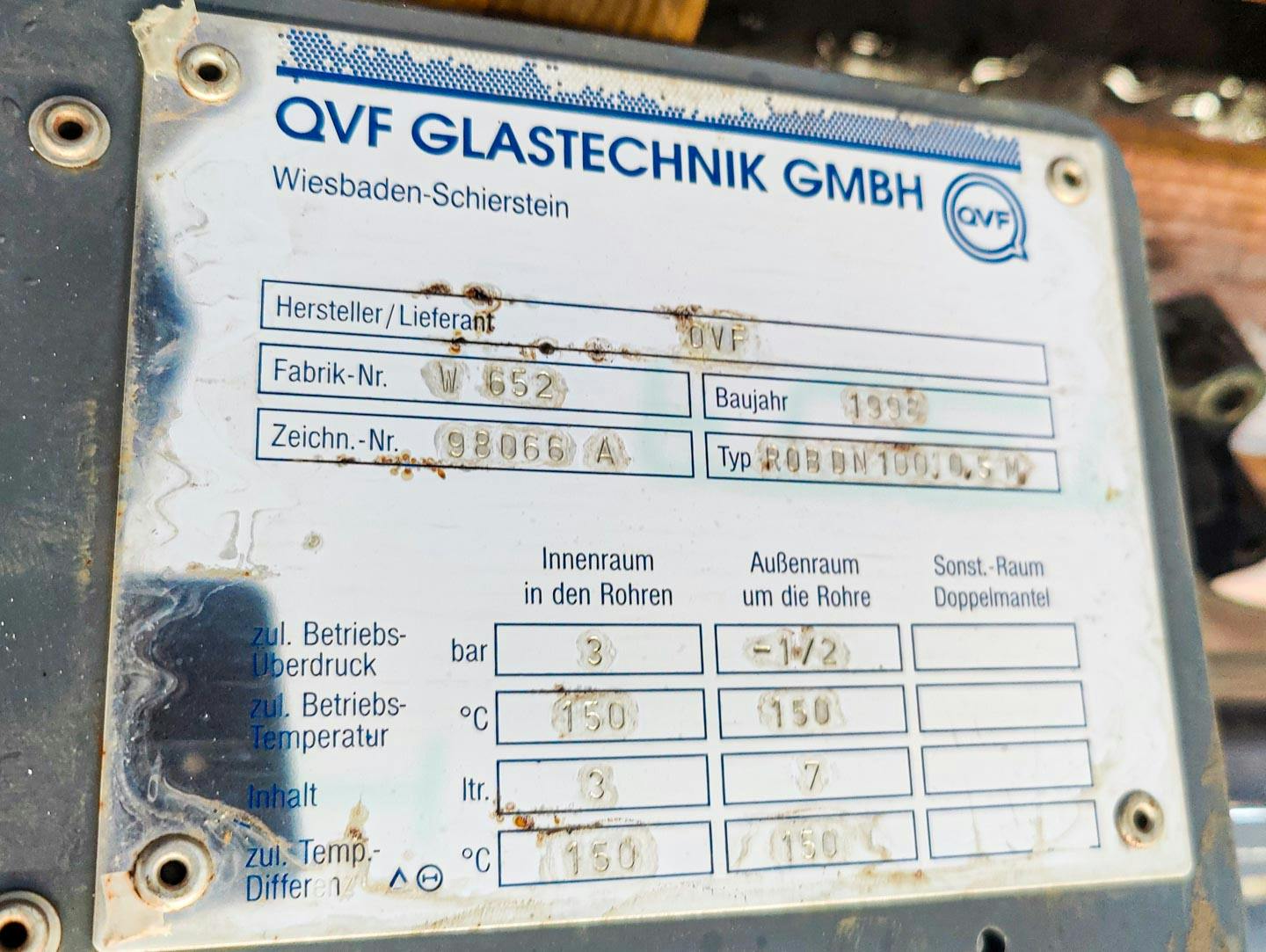 QVF Glasstechnik ROB DN 100, 0,5m²/ SIC - Intercambiador de calor de carcasa y tubos - image 8
