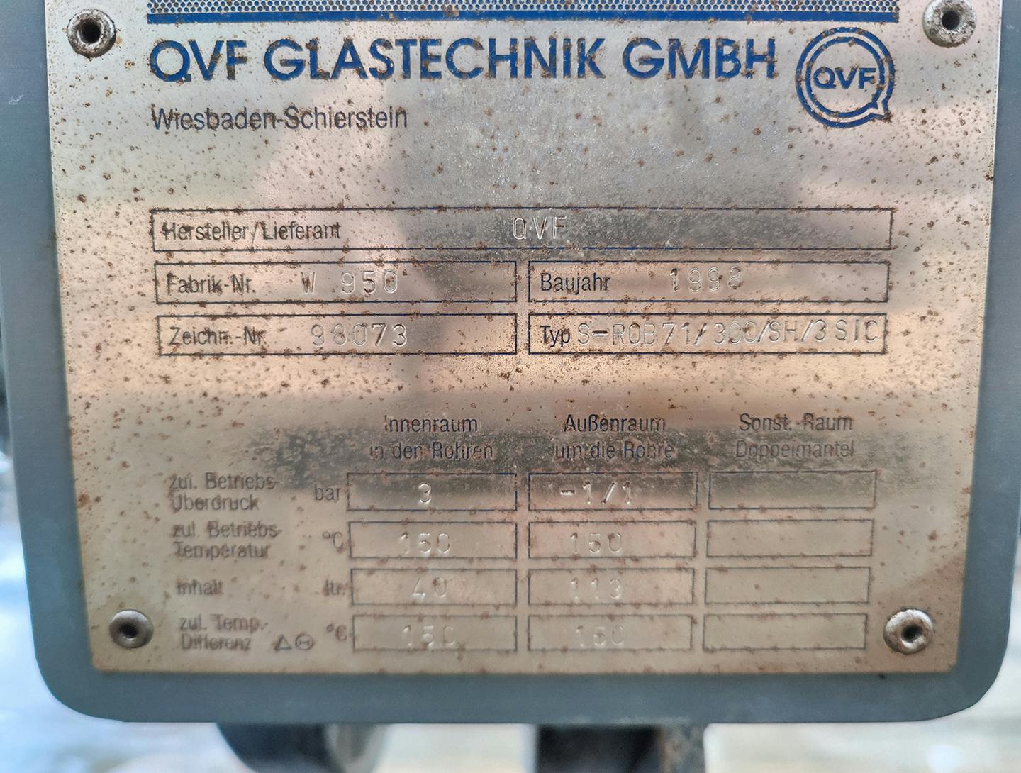 QVF Glasstechnik S-ROB71/300/SH/3SIC - 7,1 m² - Intercambiador de calor de carcasa y tubos - image 9