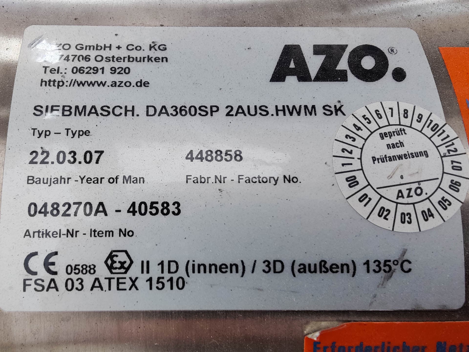AZO DA-360 SP - Tamiz rotativas - image 13