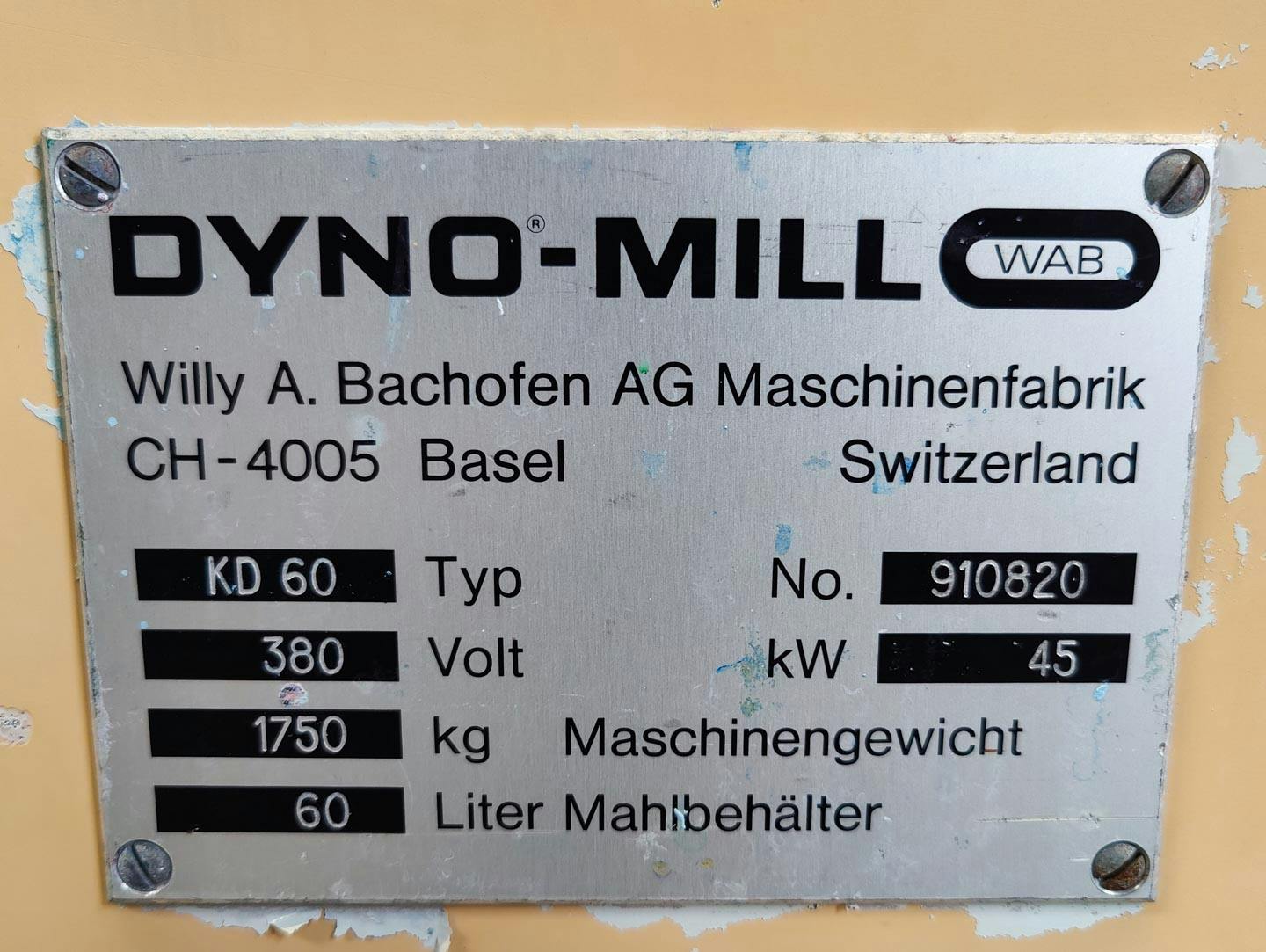 Wab Bachofen DYNO-MILL KD 60 - Sand mill - image 15