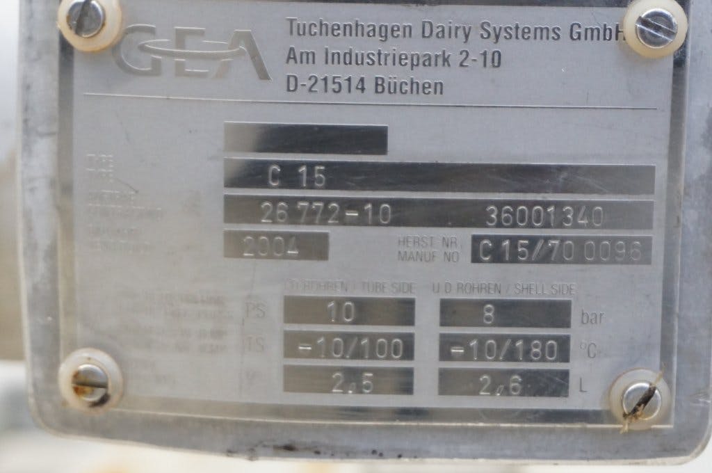 GEA Tuchenhagen C15 - Permutador de calor de casco e tubo - image 5