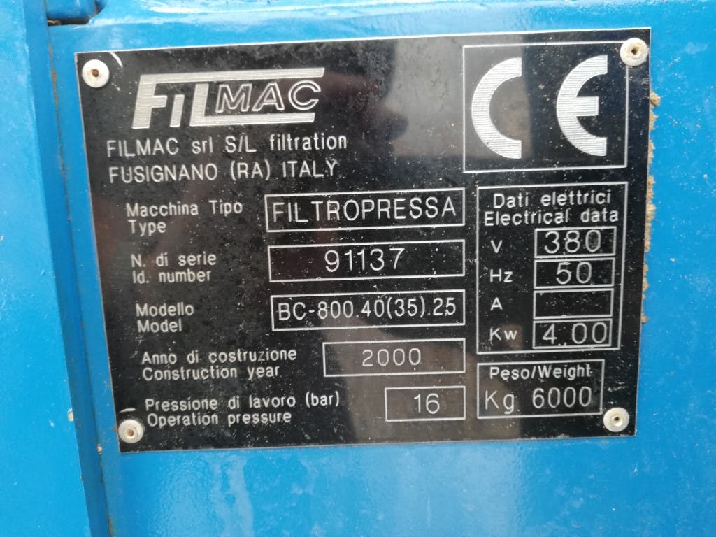 Filmac Filtropressa BC-800.40(35).25 - Filterpresse - image 11