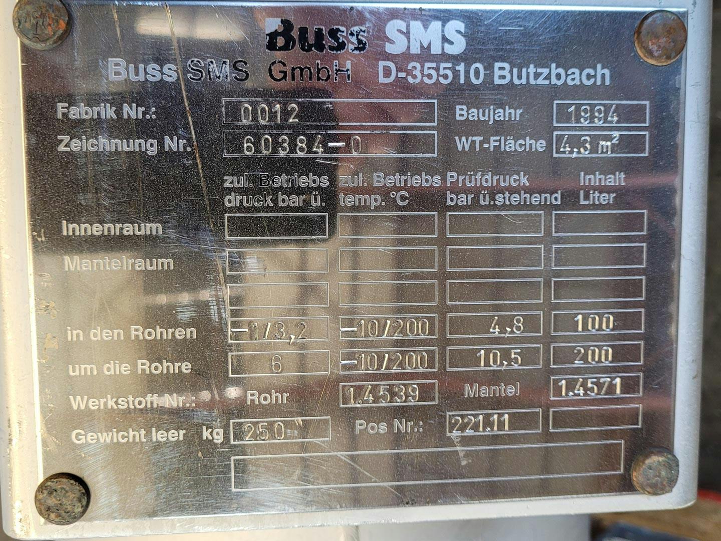 Buss-SMS 4,3 m² - Falling film evaporator - image 8