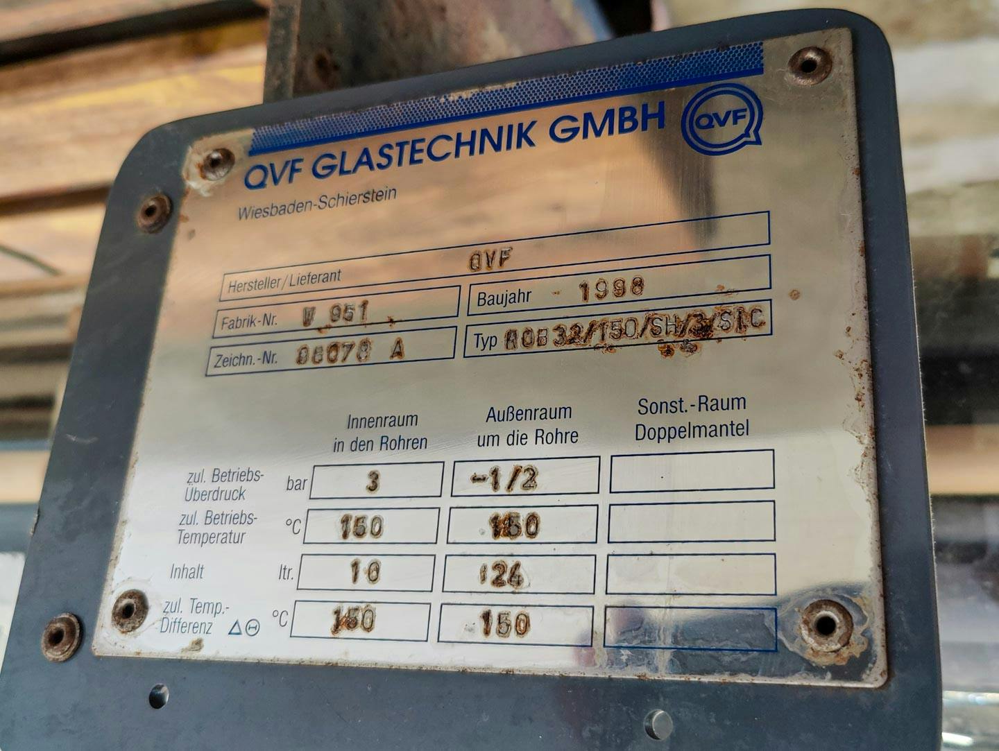 QVF Glasstechnik ROB 32/150/SH/3/SIC - 3,2 m² - Intercambiador de calor de carcasa y tubos - image 9