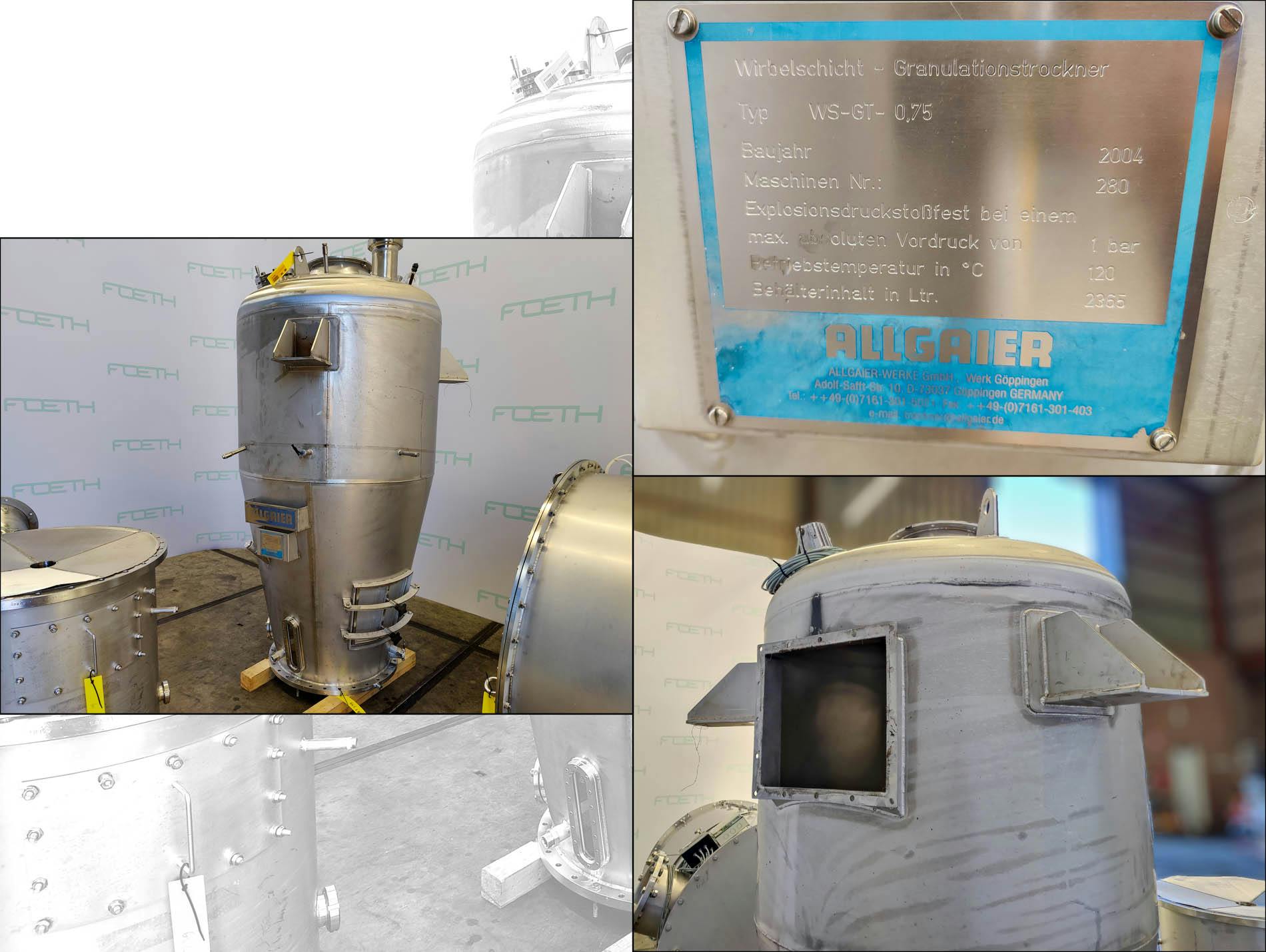 Allgaier Fluidized Bed Spray Granulators WS-GT-0,75 - Séchoir à lit d'air fluidisé continu - image 5