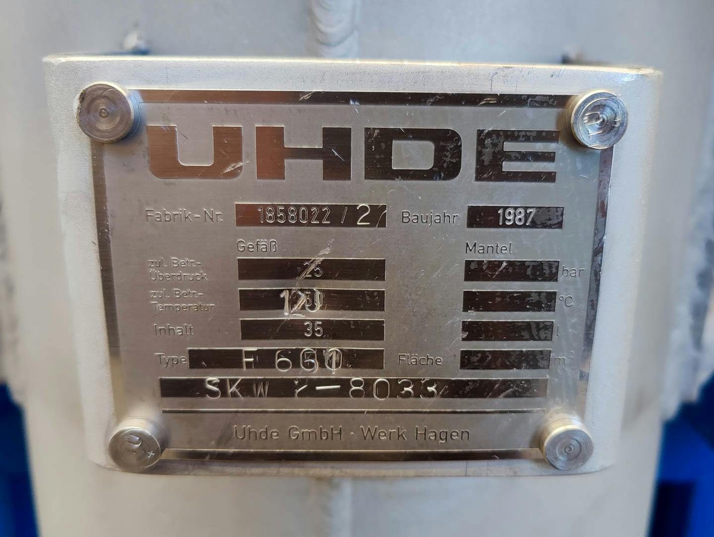 Uhde Hagen F 600 (35 Ltr.) - Recipiente de presión - image 8