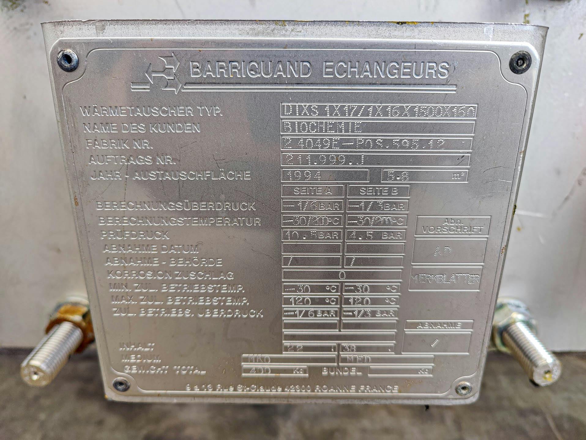 Barriquand Platular DIXS 1x17/1x16/1500/160 welded plate heat exchanger - Echangeur de chaleur à plaques - image 6