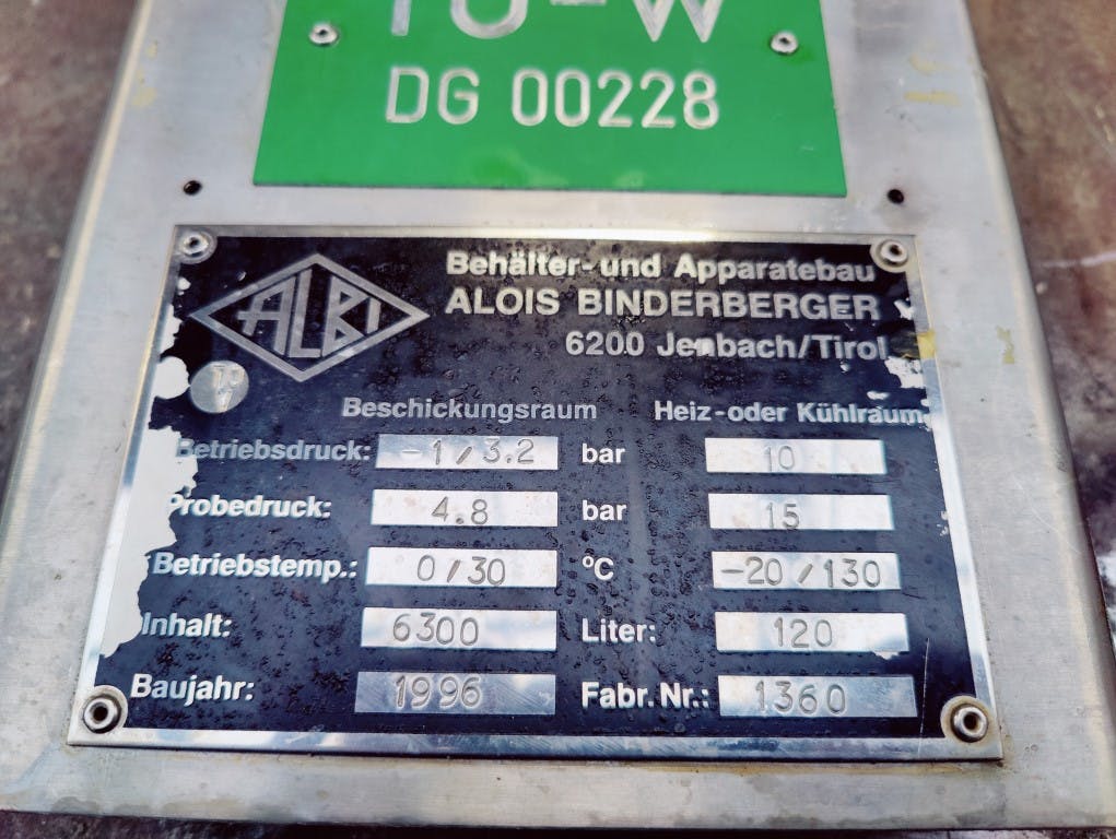 Albi Alois Binderberger 6300 Ltr - Реактор из нержавеющей стали - image 13
