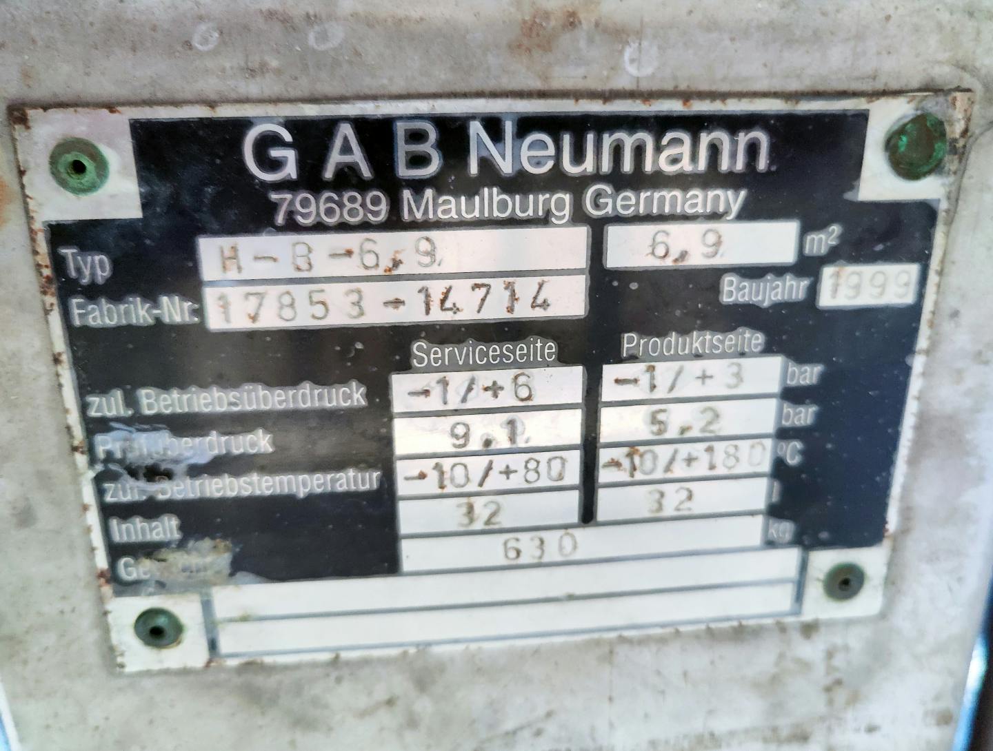 Gab Neumann H-B- 6,9 - Кожухотрубчатый теплообменник - image 7