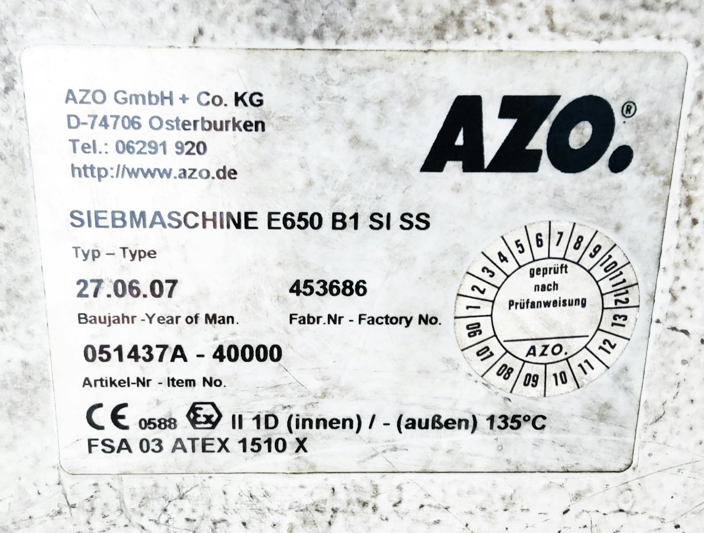 AZO E-650 - Tamiz rotativas - image 7