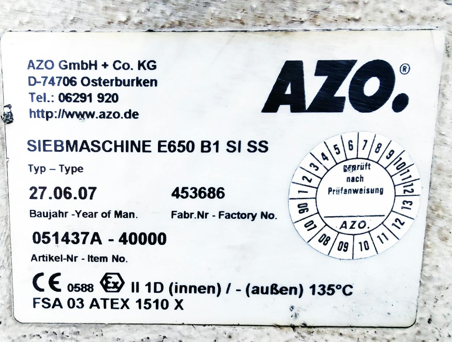 AZO E-650 - Tamiz rotativas - image 6
