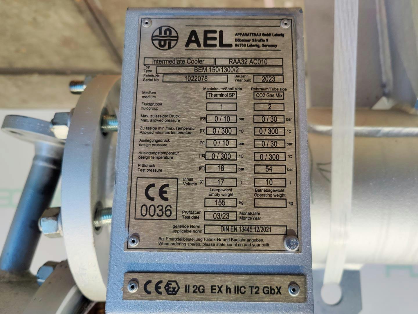 AEL Apparatebau - 2,27 m² (Ex) - Permutador de calor de casco e tubo - image 6