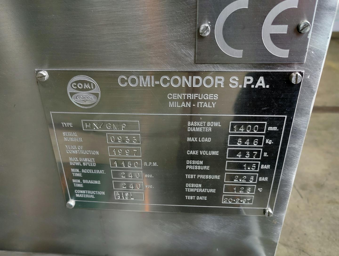Comi-Condor HX/GMP - Peelingová odstredivka - image 13