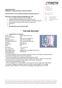 Thumbnail Pharmatec GmbH Vaccine Manufacturing Line (Pharma vessels) - NEW - Reactor de acero inoxidable - image 15