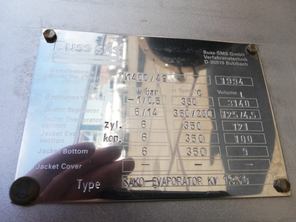 Buss-SMS SAKO Evaporator KV-1350 - Evaporateur à couche mince - image 12
