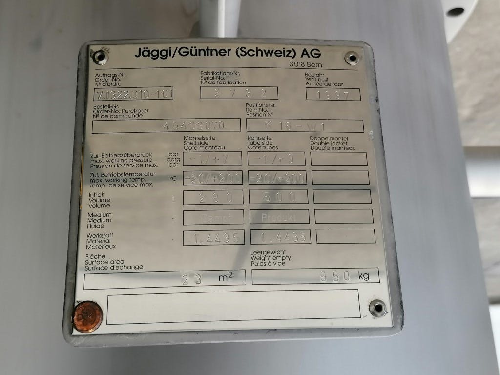 Jaeggi Bern VKR 70/112/44.5-1480-1 - Evaporador de película descendente - image 7