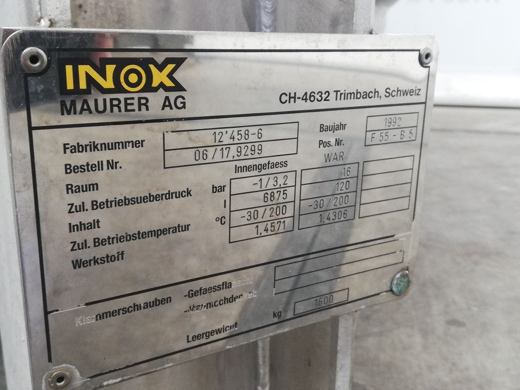 Inox-maurer 6875 ltr. - Serbatoio a pressione - image 9