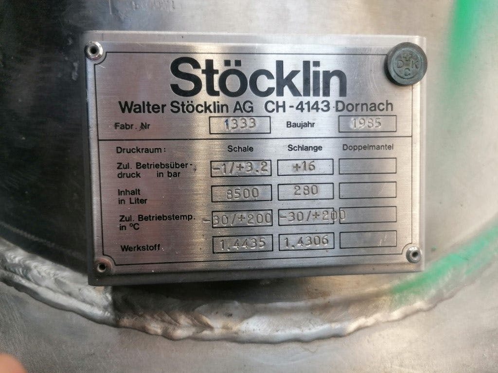 W. Stoecklin 6300 ltr - Stainless Steel Reactor - image 10