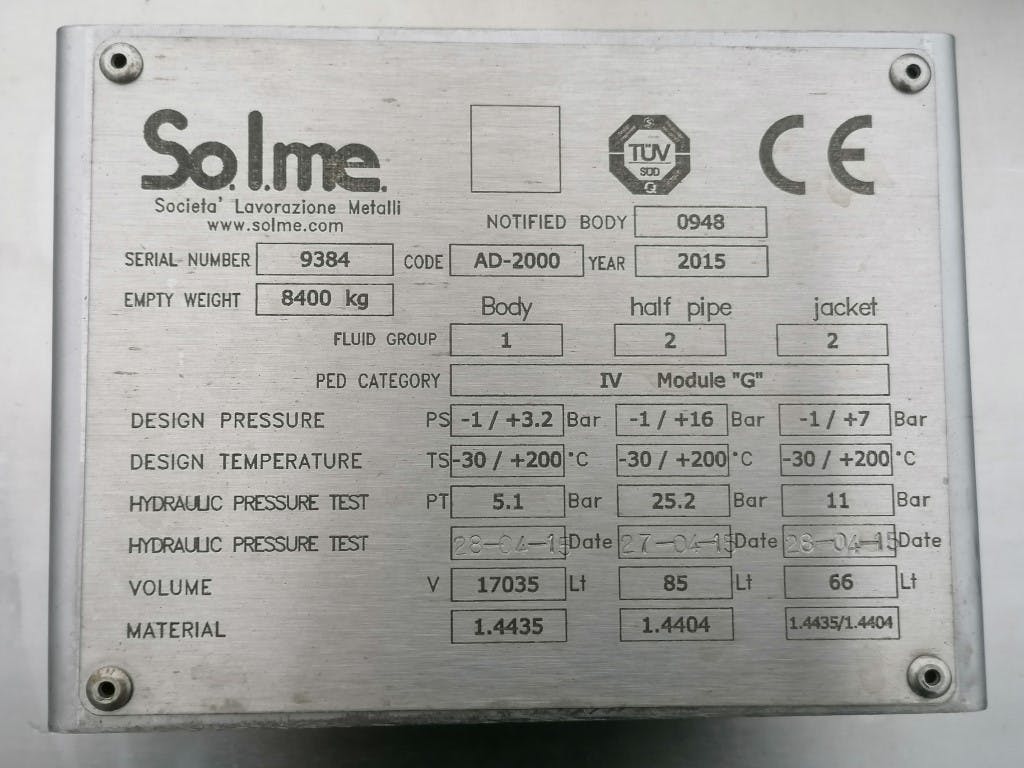 Solme, Societa Lavorazione Metalli 17035 Ltr - Nutsche filtr - image 10