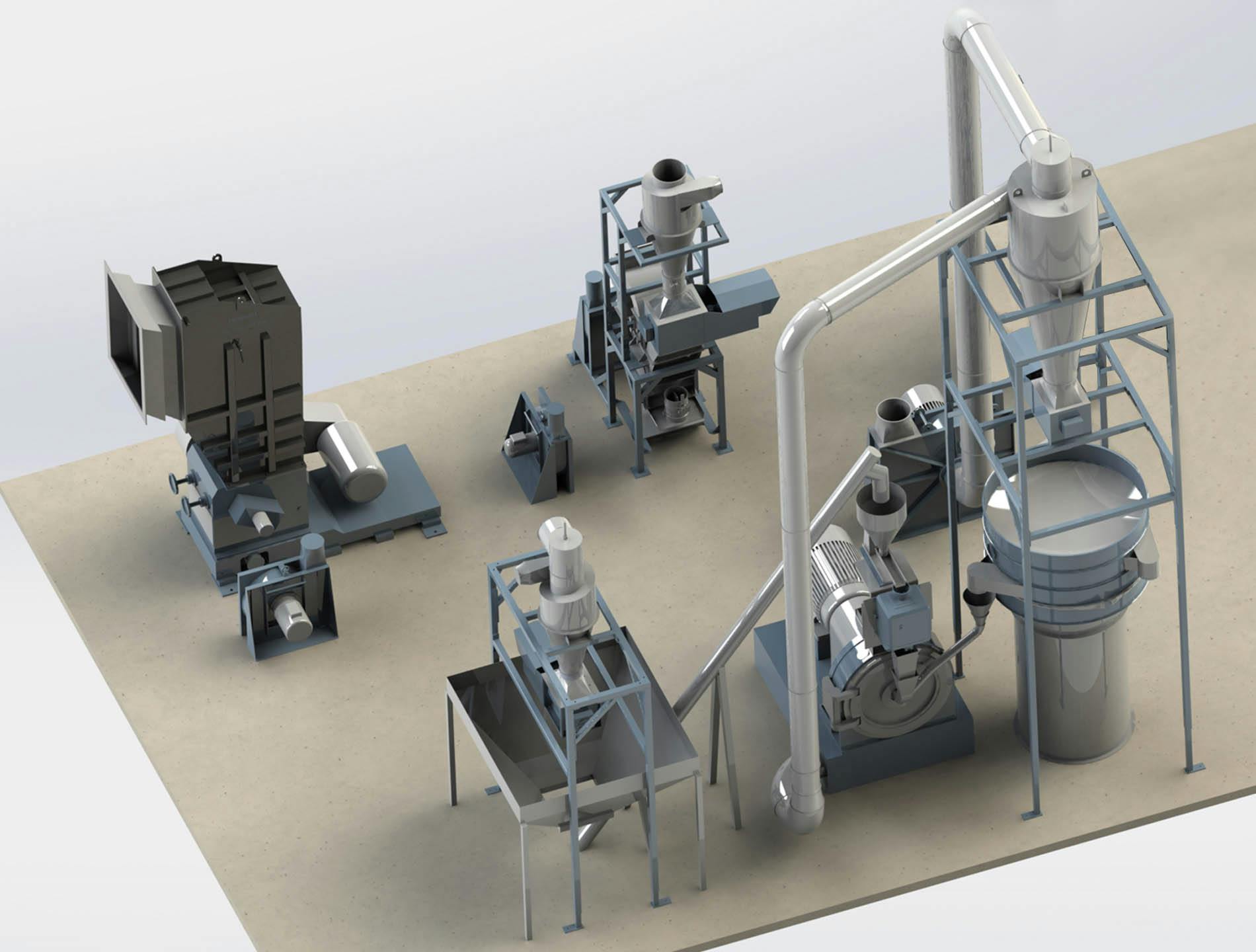 Herbold Complete milling line for plastic - Feinprallmühle